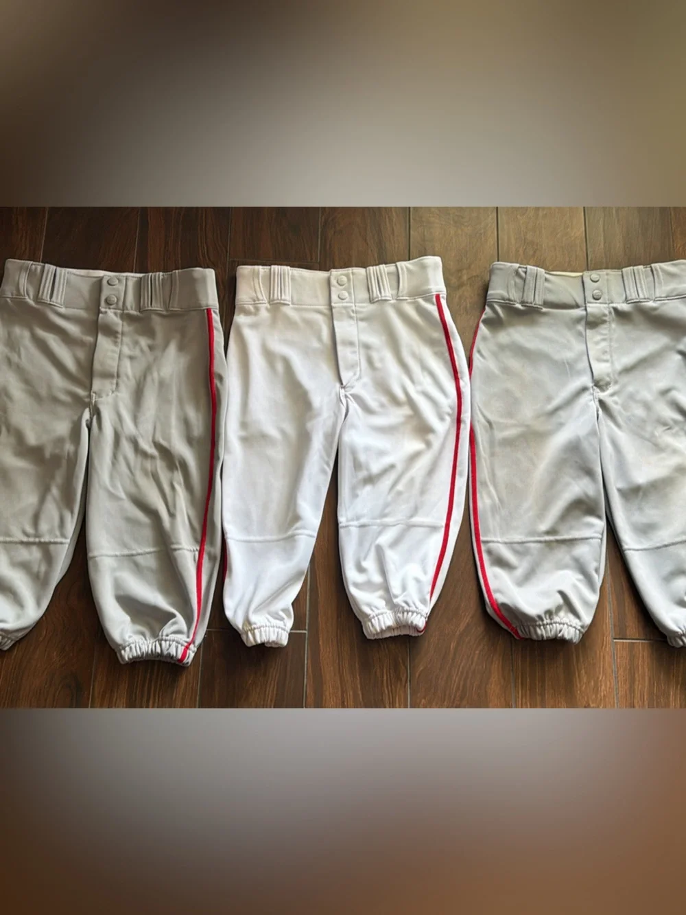 3 Sets Youth Baseball Knicker Style Pants with Red Stripe